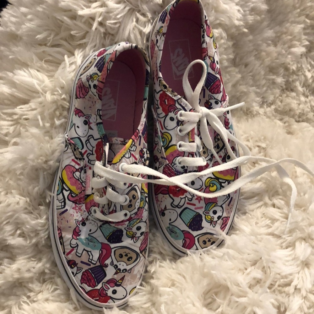 Like New Vans unicorn and cupcake shoes size 3.5